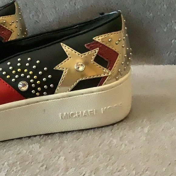 MICHAEL Michael Kors Black, Red & Gold Star-Accent Slip-On Sneakers - Picture 6 of 11